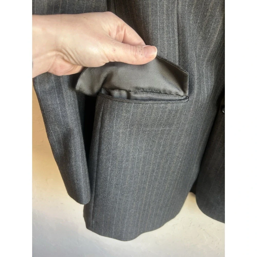 Hickey‎ Freeman 42L 38x33 Gray Multi-Stripe Mens 100% Worsted Wool Luxury Suit